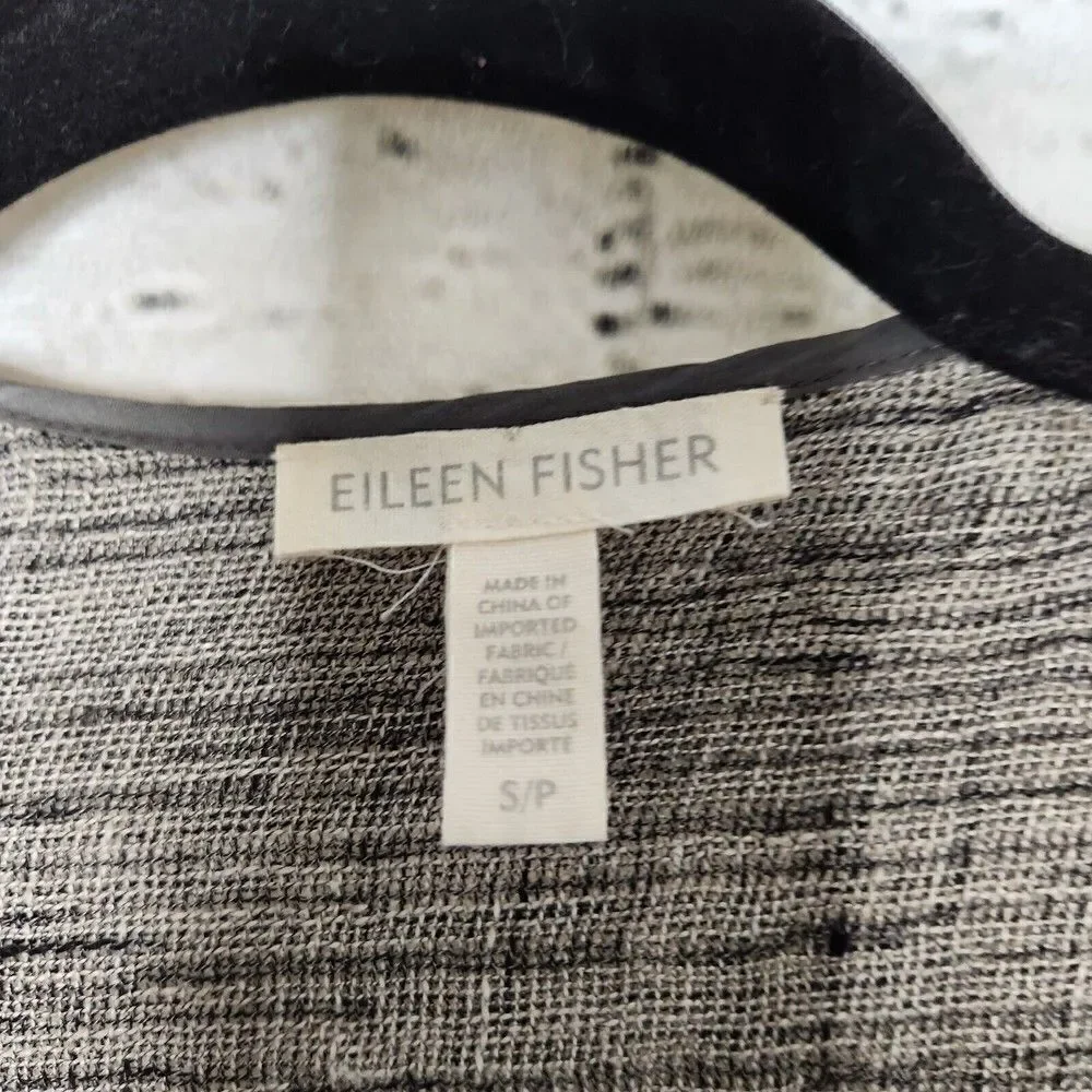 Eileen Fisher Womens Small Organic Linen Gray Lightweight Cardigan Lagenlook